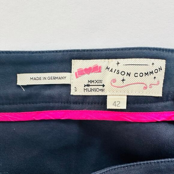 Maison Common Mid-Rise Slim-Leg Ankle Navy Cotton-Blend Pants Size 42 US 12 - Picture 4 of 11